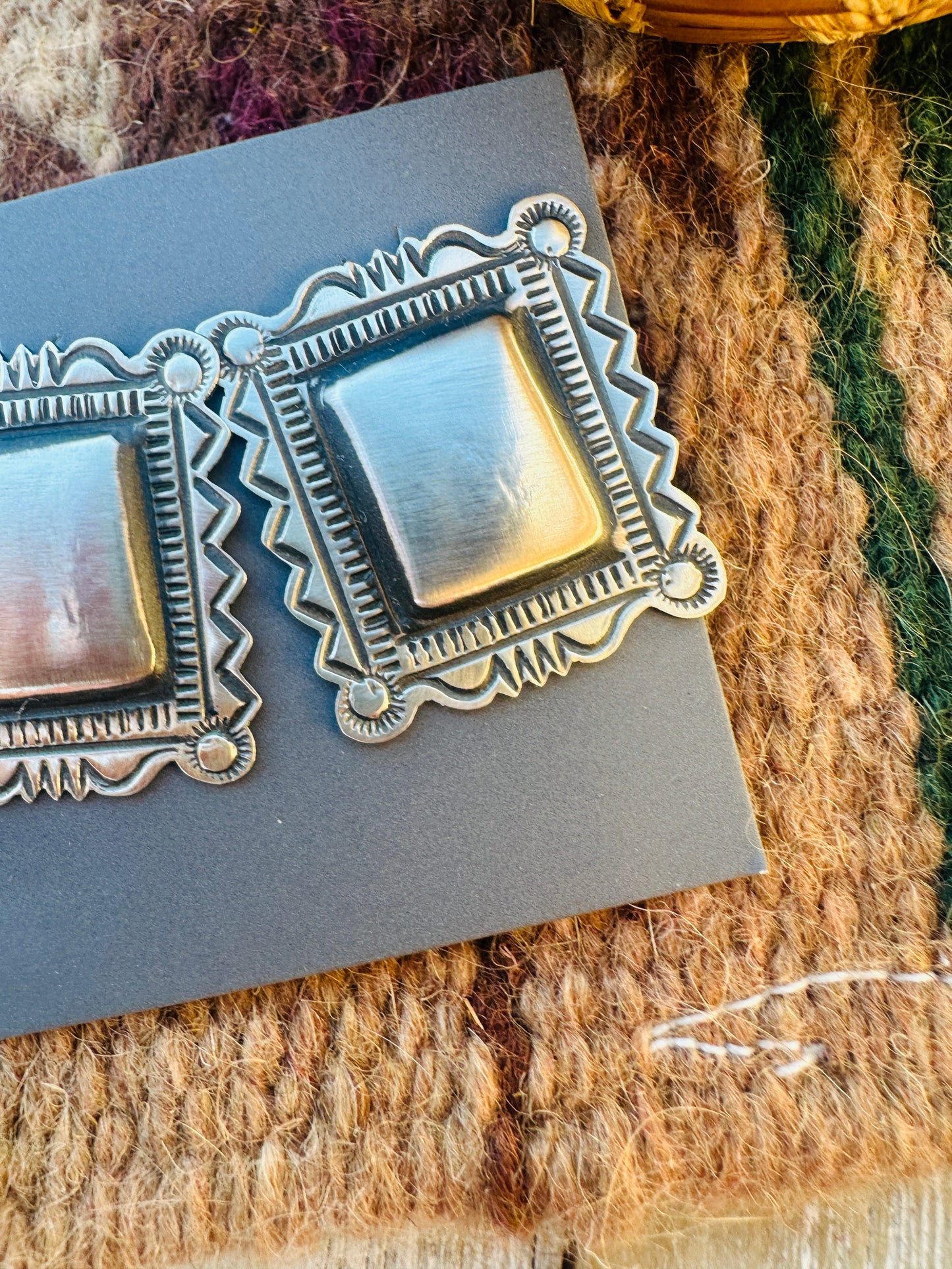 Handcrafted Sterling Silver Concho Post Earrings by Leander Tahe