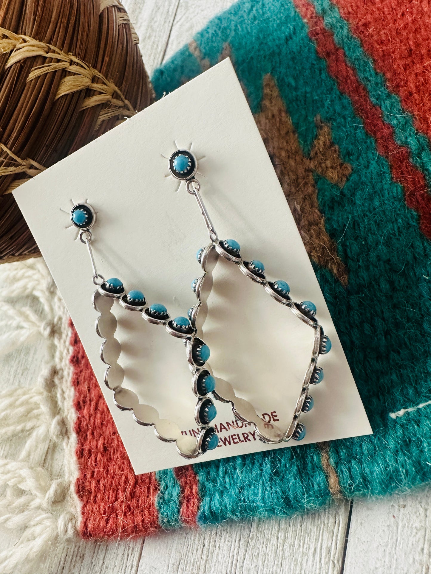 Handcrafted Turquoise & Sterling Silver Snake Eye Dangle Earrings