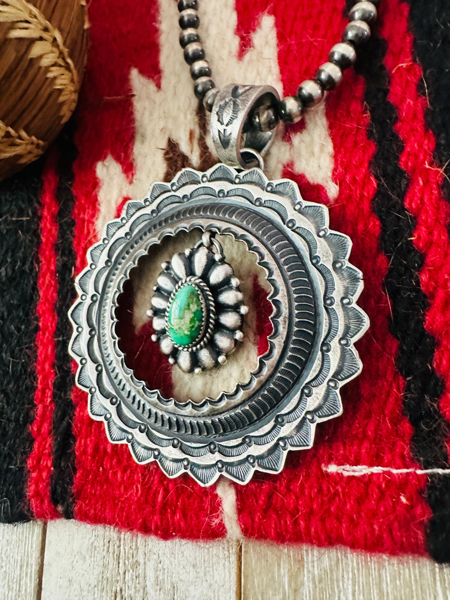 Handcrafted Sterling Silver & Sonoran Gold Turquoise Pendant by Kevin Billah
