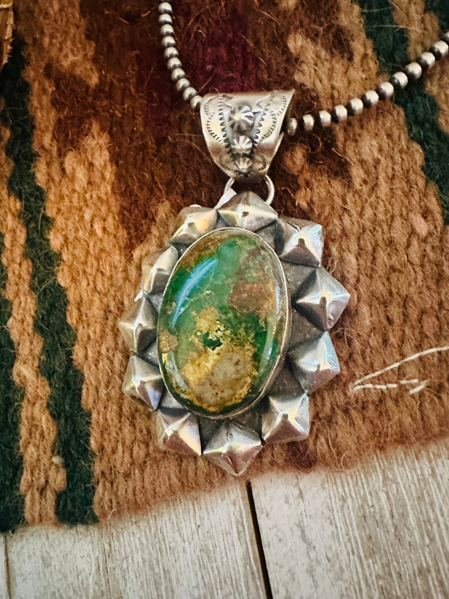 Handcrafted Royston Turquoise & Sterling Silver Pendant