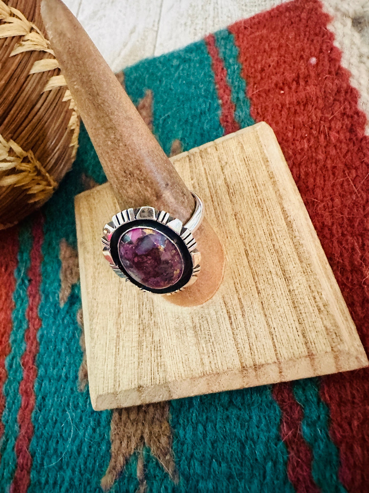 Handcrafted Sterling Silver & Pink Dream Mojave Adjustable Ring