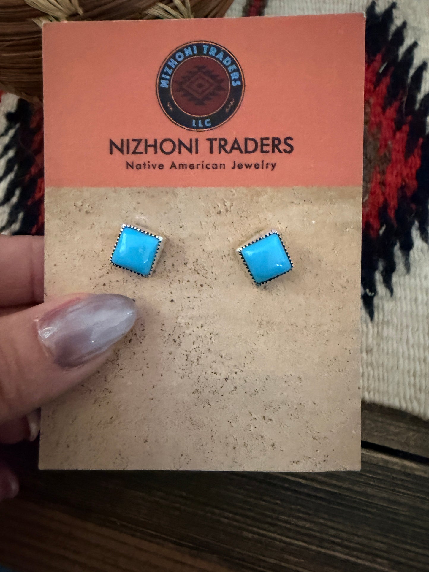 Handcrafted Sterling Silver & Turquoise Stud Earrings