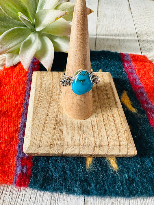 Handcrafted Turquoise & Sterling Silver Ring Size 6.5