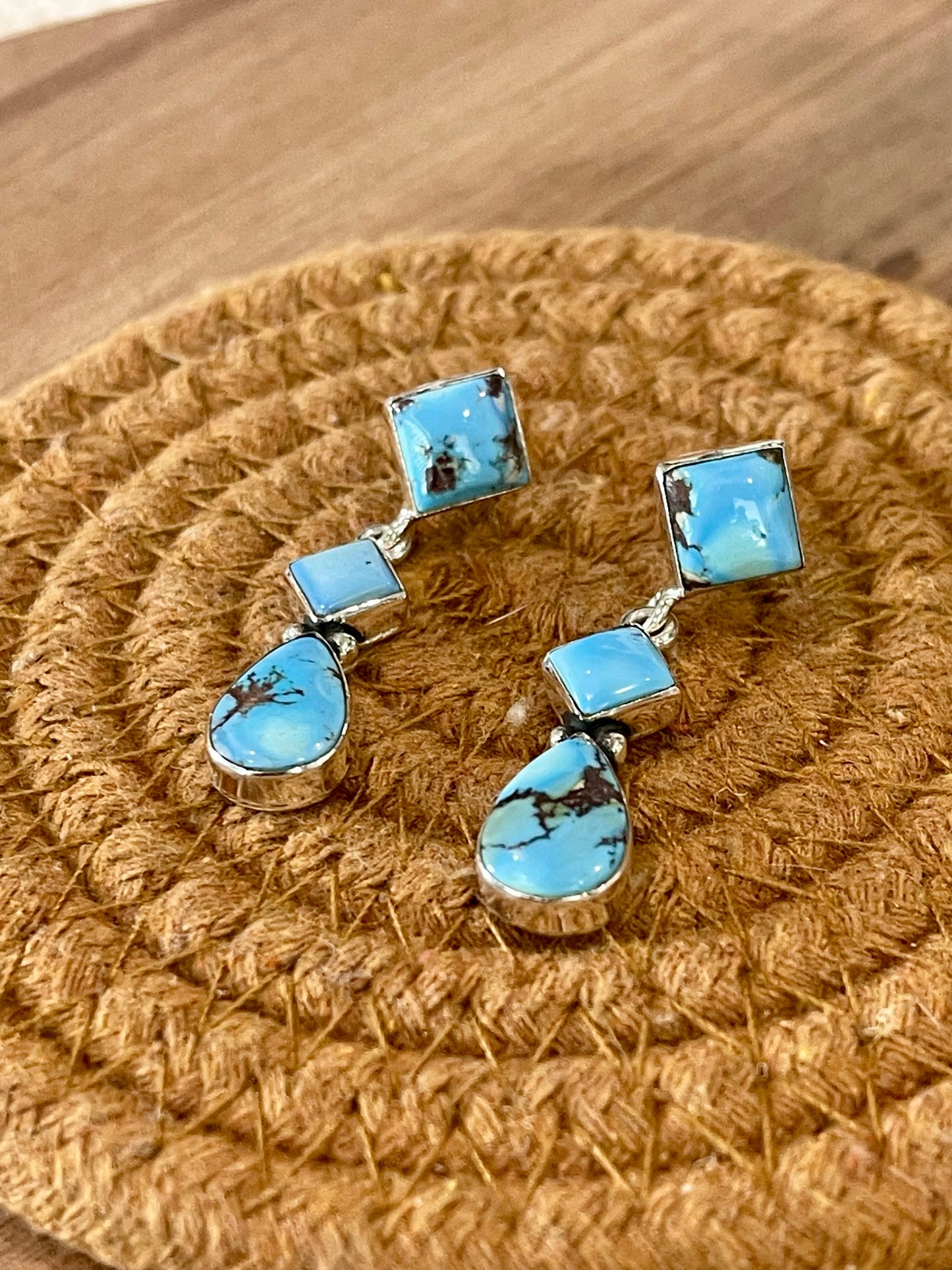 Handcrafted Sterling Silver & Golden Hills Post Dangle Earrings