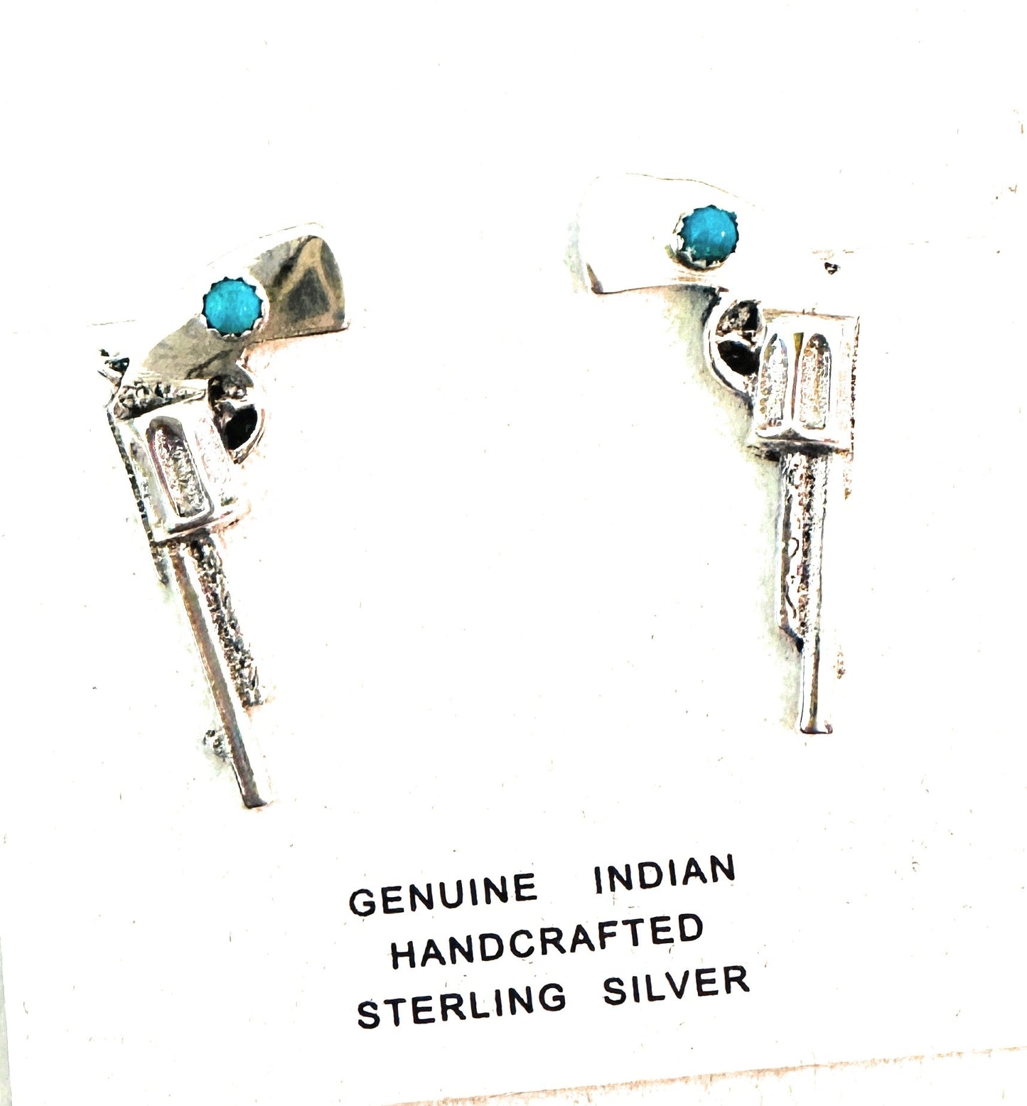 Handcrafted Turquoise And Sterling Silver Pistol Post Earrings