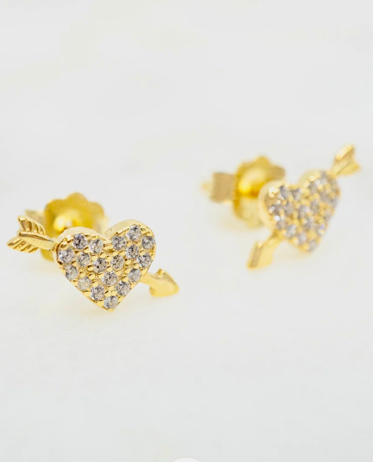 Cupid’s 14k Gold Heart Sterling Silver Earrings