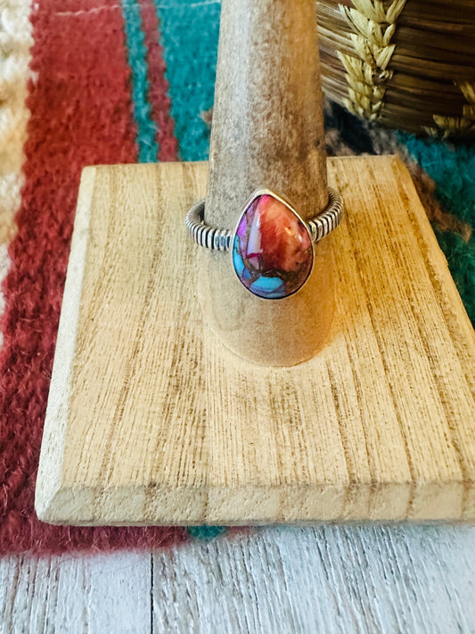 Handcrafted Sterling Silver & Pink Dream Mojave Teardrop Ring