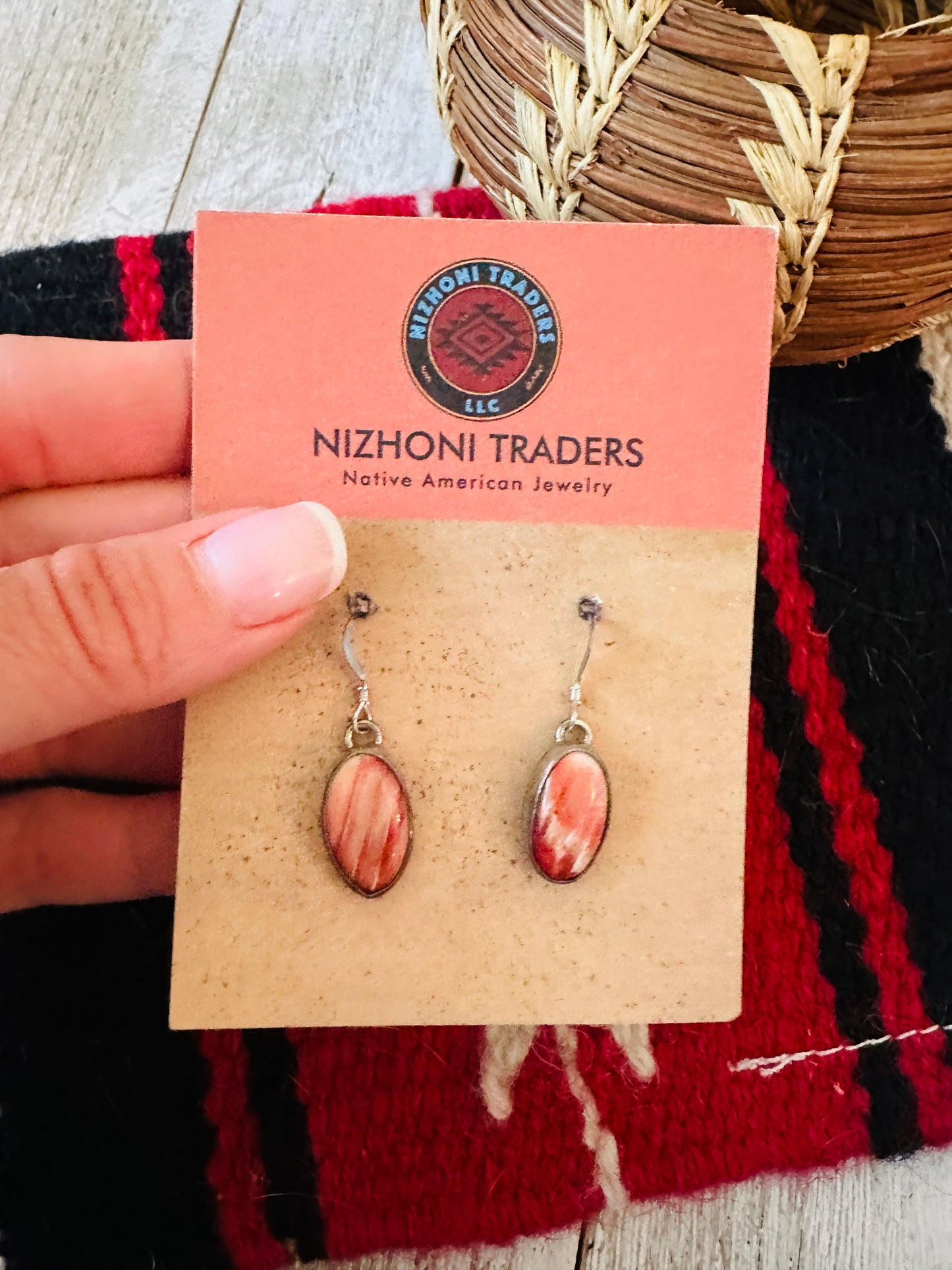 Handcrafted Sterling Silver & Orange Spiny Dangle Earrings