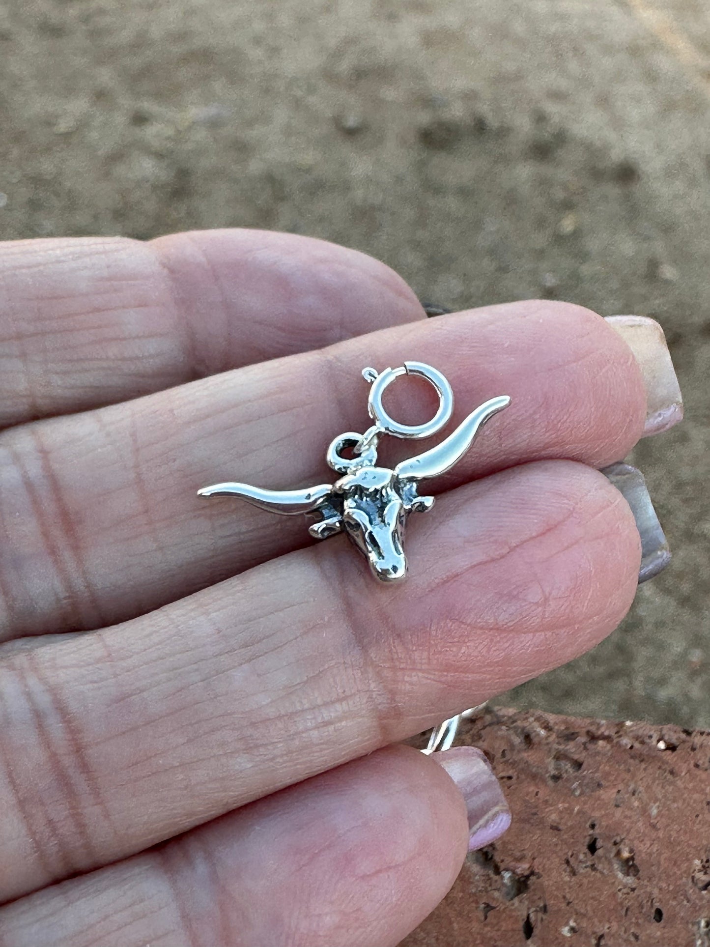 Handcrafted Sterling Silver Steer Head Charm
