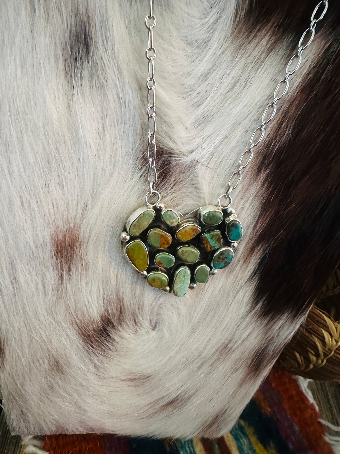 Handcrafted Turquoise & Sterling Silver Heart Necklace by Jacqueline Silver