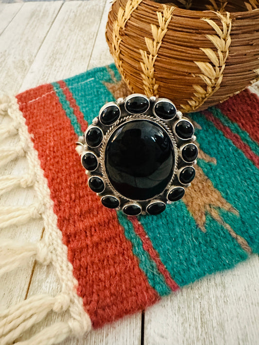 Handcrafted Sterling Silver & Onyx Cluster Cuff Bracelet