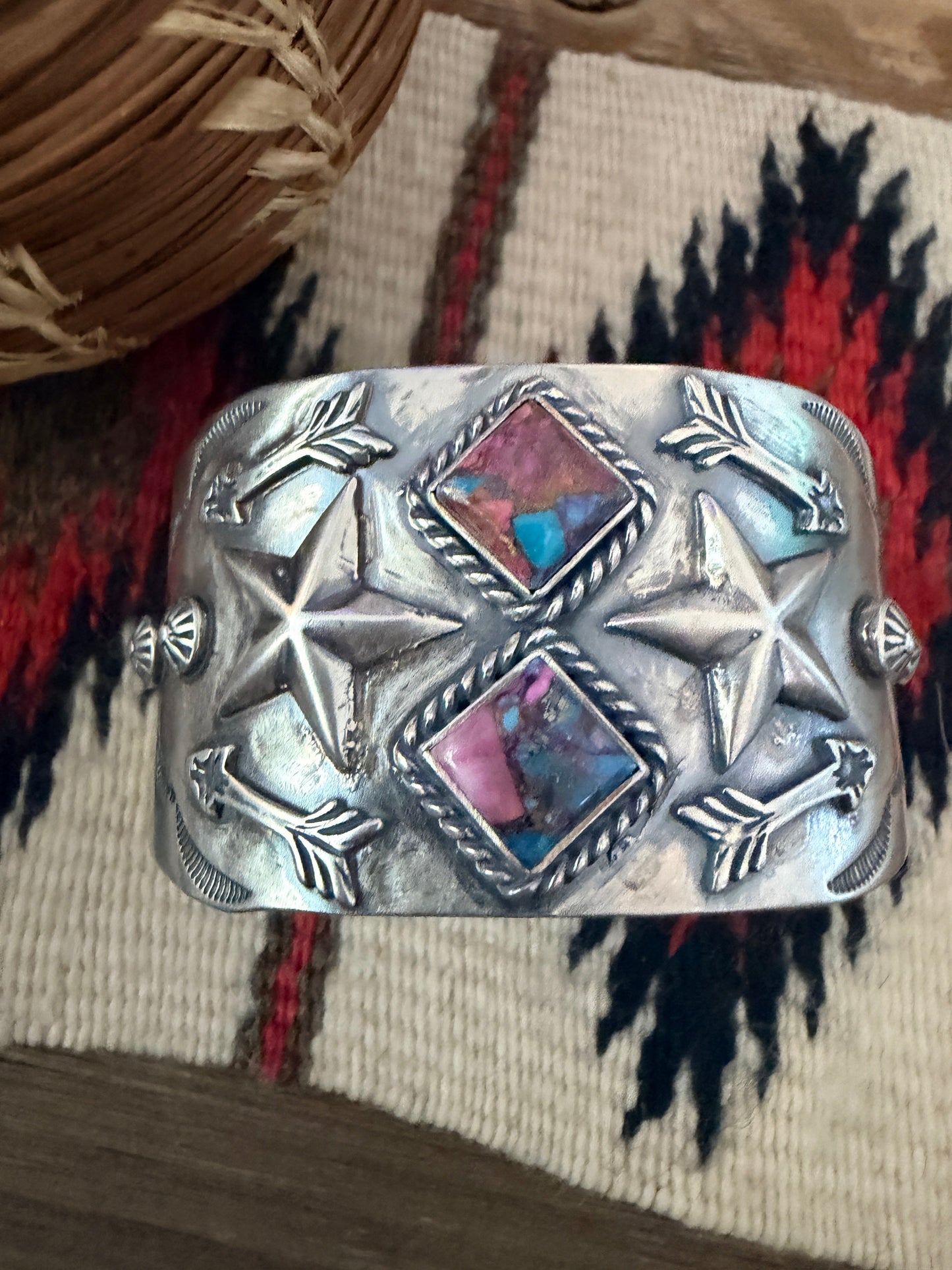 Handcrafted Pink Dream Mojave & Sterling Silver Cuff Bracelet by Larry Kaye