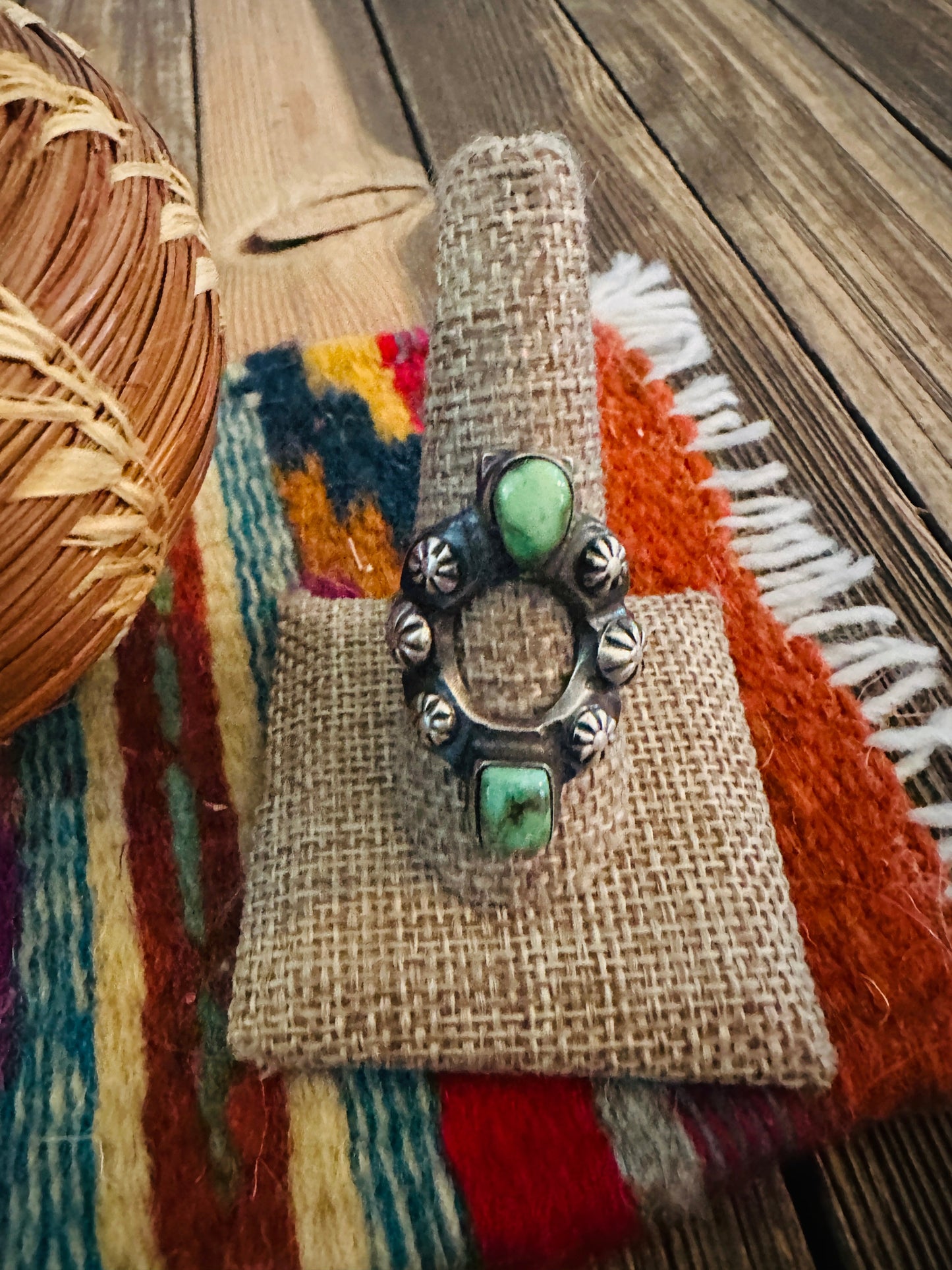 Handcrafted Turquoise & Sterling Silver Ring Size 10.5 by Chimney Butte