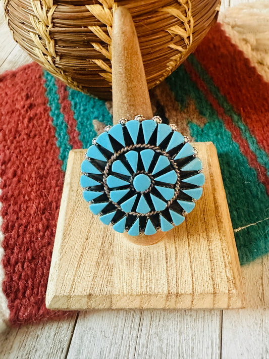 Handcrafted Sterling Silver & Turquoise Cluster Ring