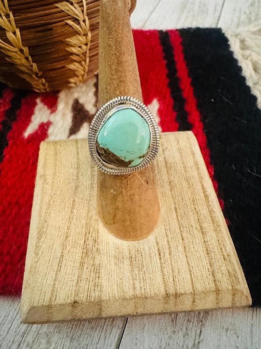 Handcrafted Sterling Silver & Turquoise Ring Size 5