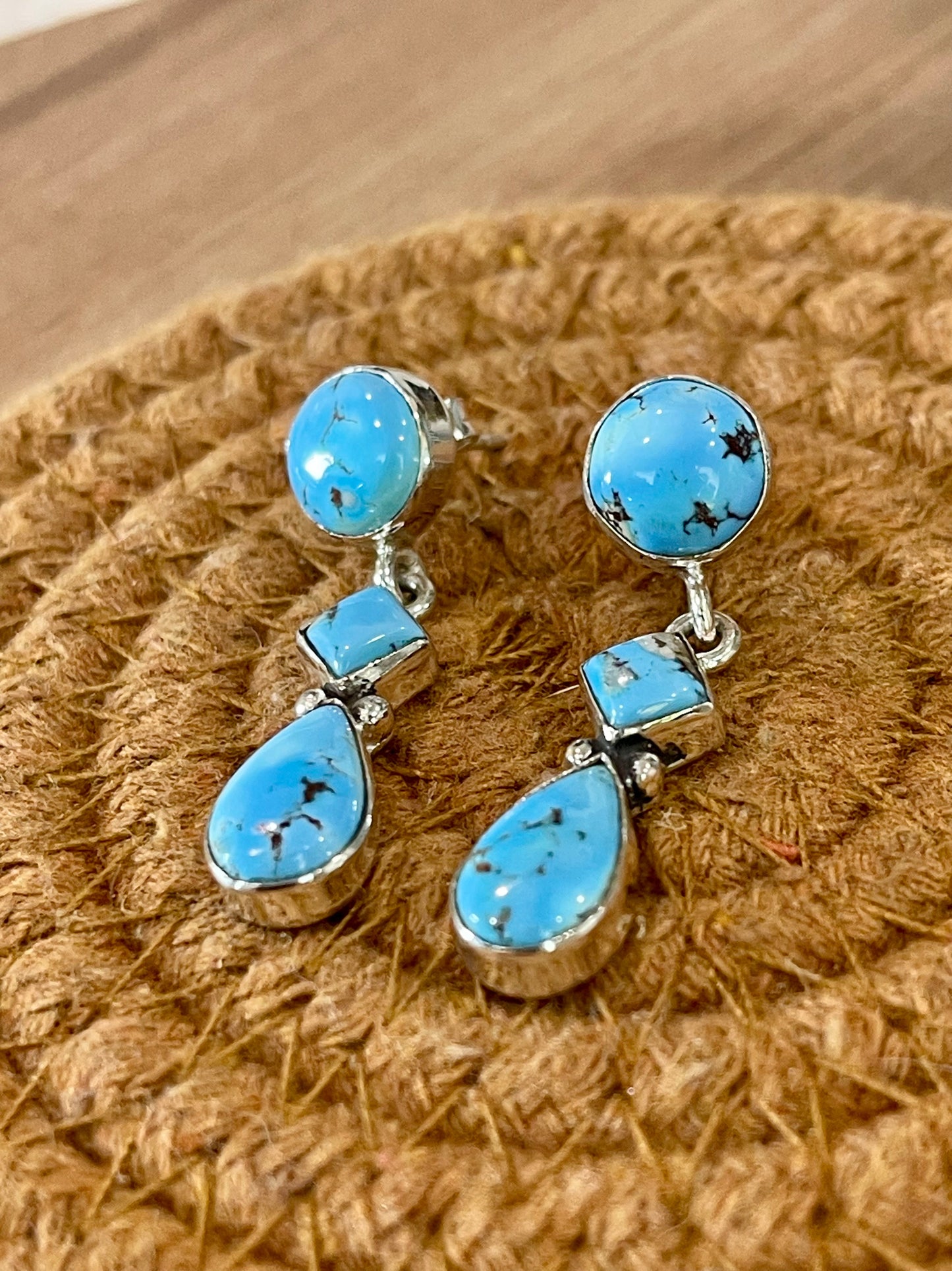 Handcrafted Sterling Silver & Golden Hills Post Dangle Earrings