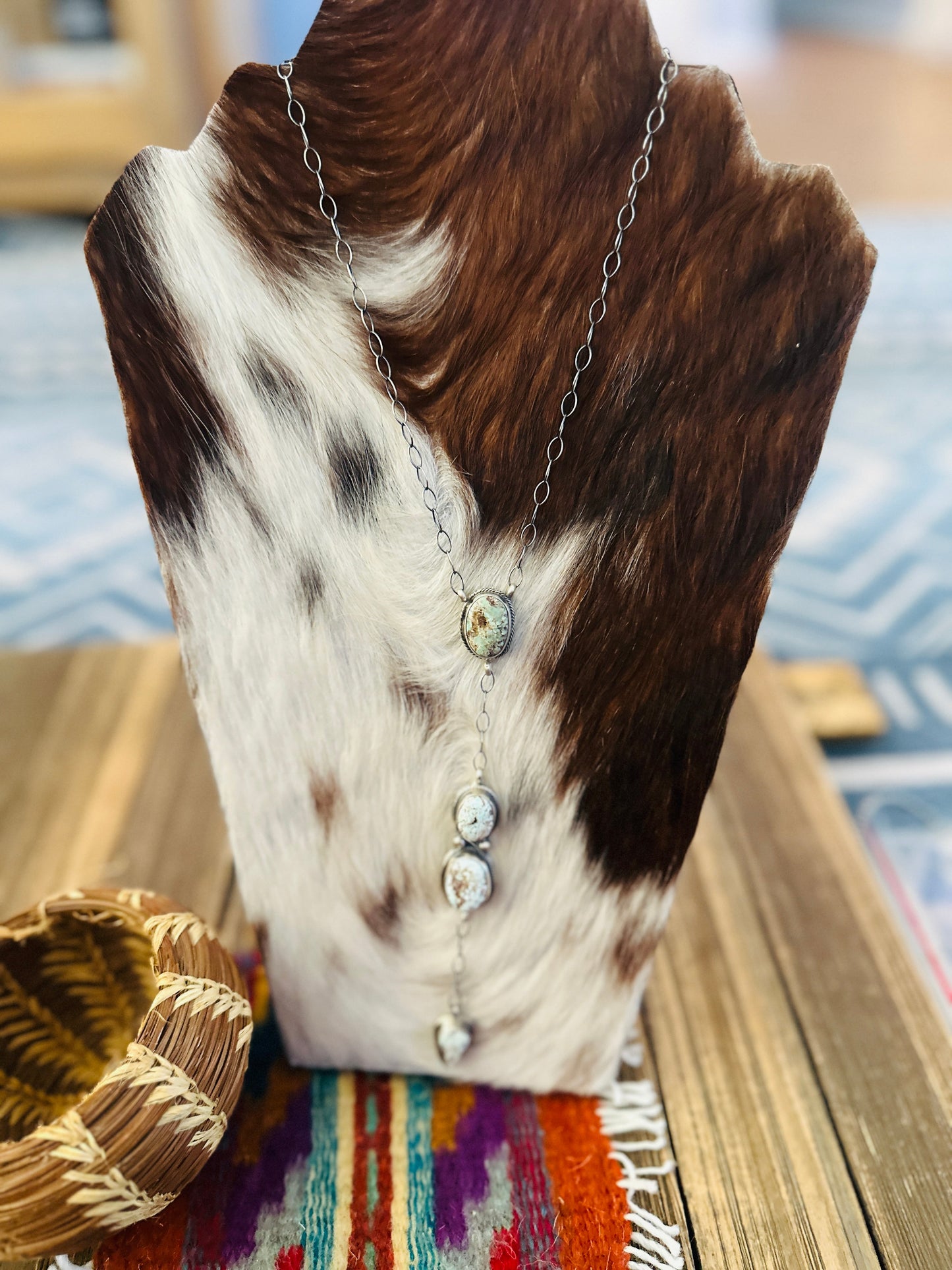 Handcrafted Dry Creek Turquoise & Sterling Silver Lariat Necklace
