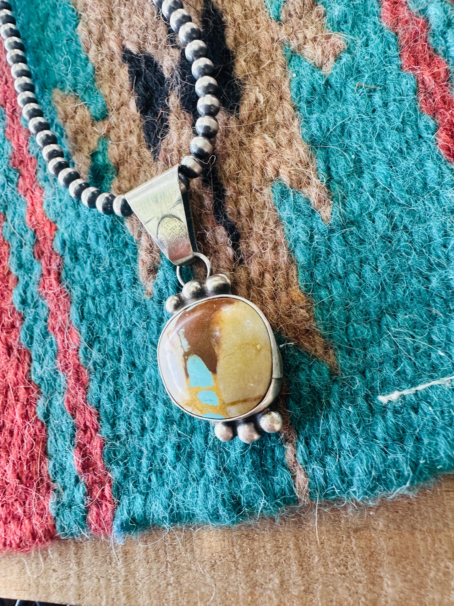 Handcrafted Ribbon Turquoise & Sterling Silver Pendant