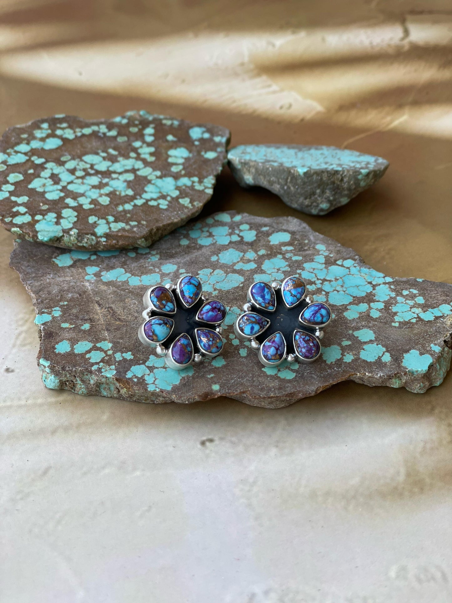 Handmade Sterling Silver 6 Stone Post Earring