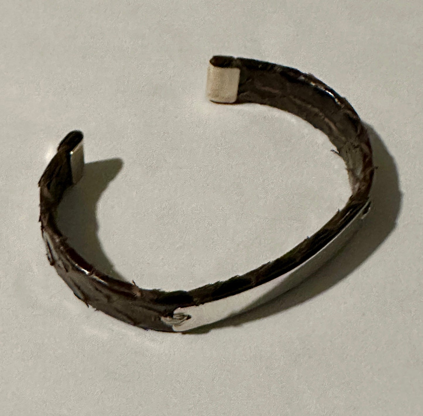Brown Python Cuff w/ Sterling Silver Badge Bracelet
