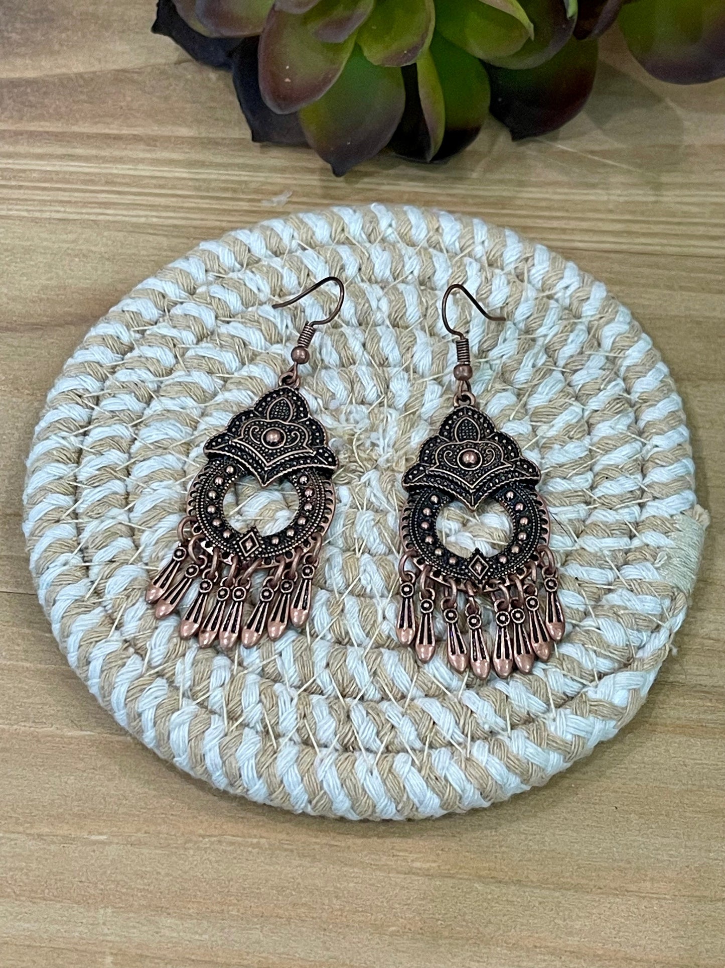 Vintage Handmade Copper Dangle Earrings