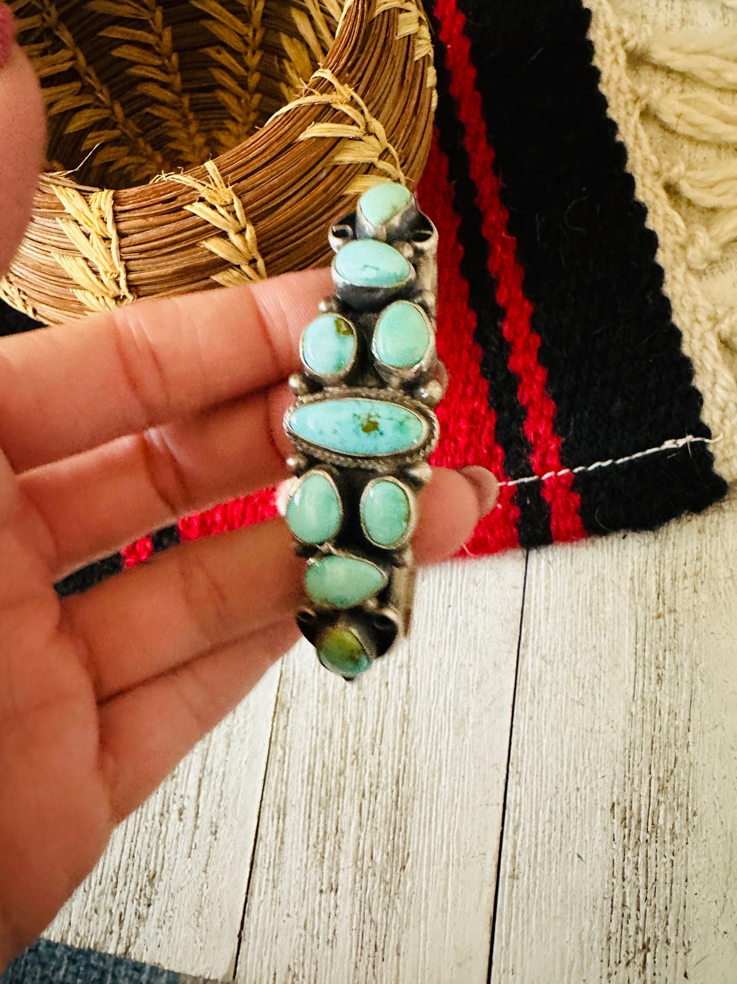 Handcrafted Sonoran Mountain Turquoise & Sterling Silver Cuff Bracelet
