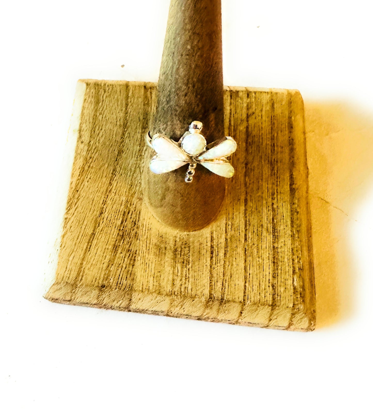 Handcrafted Sterling Silver & White Opal Dragonfly Ring