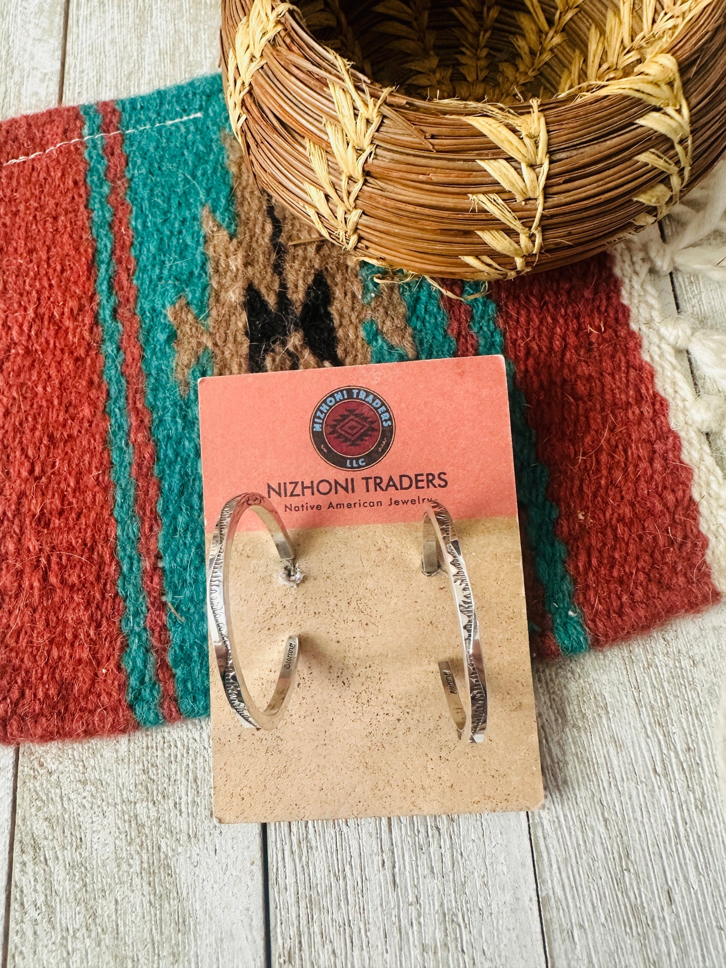 Handcrafted Hand Stamped Sterling Silver Hoop Earrings