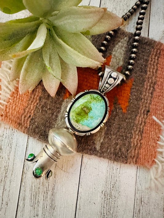 Handcrafted Sterling Silver & Turquoise Blossom Pendant by Thomas Francisco