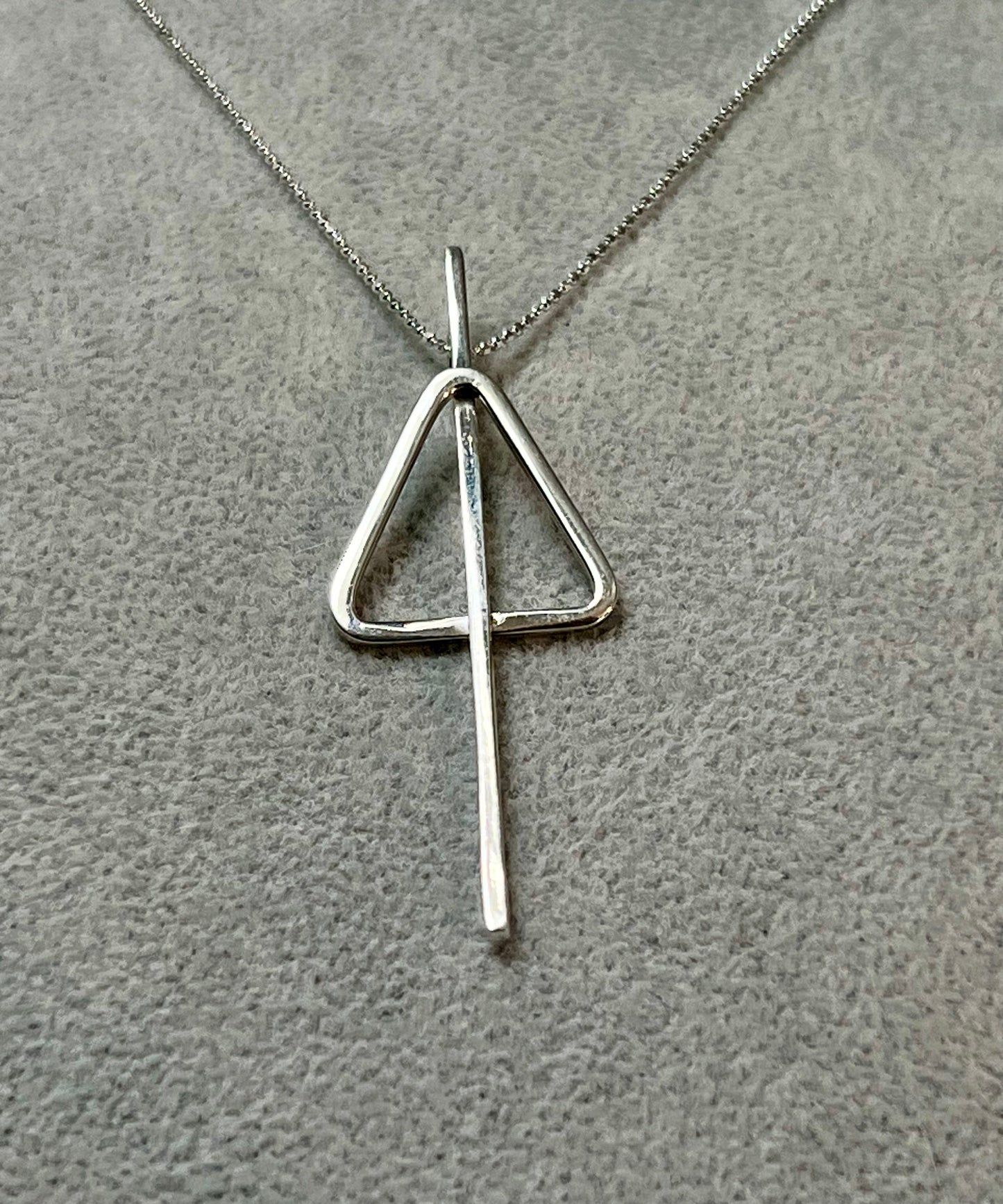 Pierced Triangle Pendant Sterling Silver Necklace