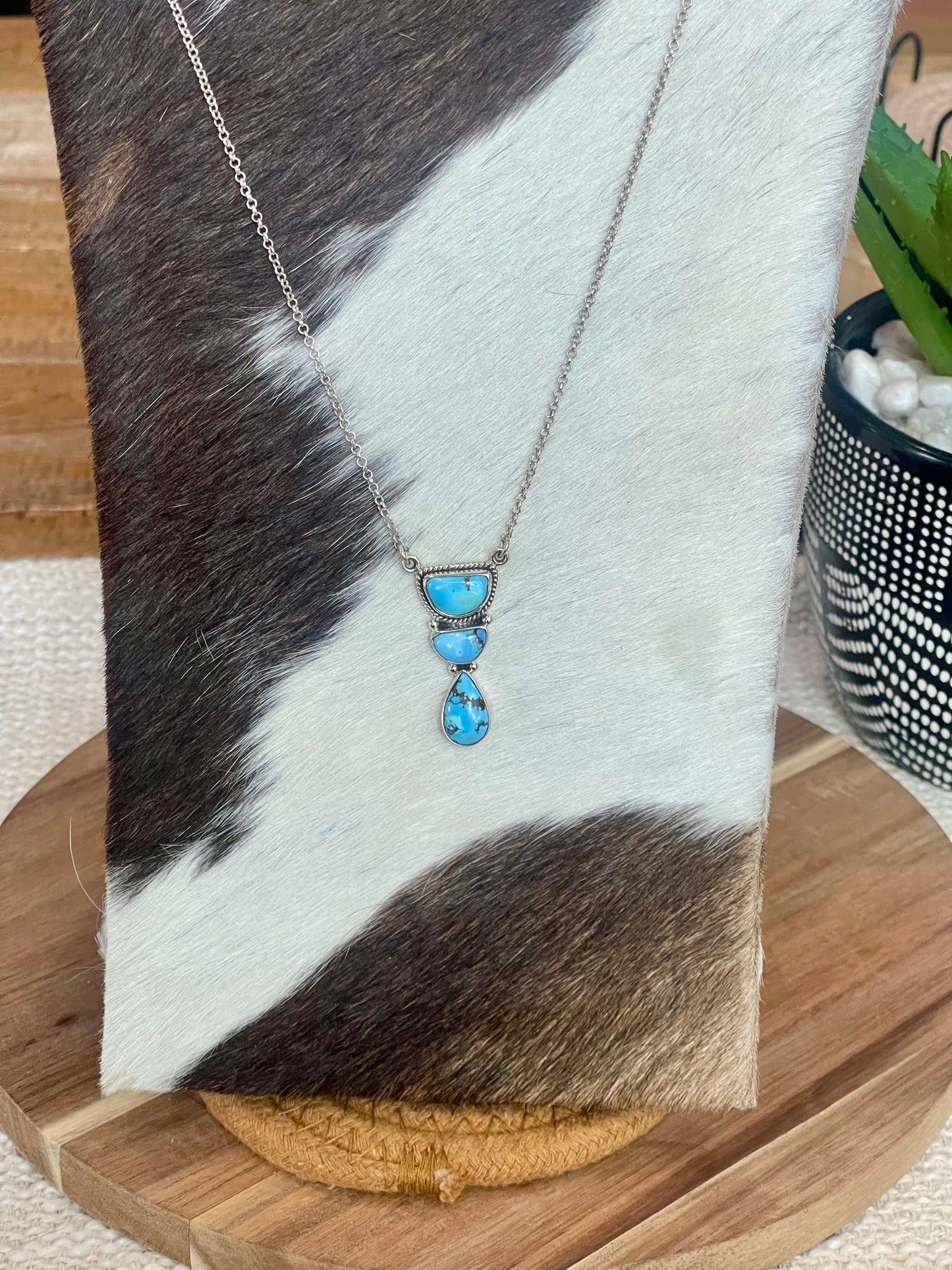 Handcrafted Sterling Silver & Golden Hills Cluster Necklace