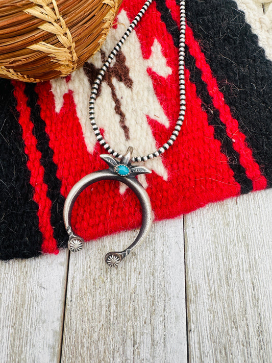 Handcrafted Sterling Silver & Turquoise Naja Pendant by Martha Cayatineto