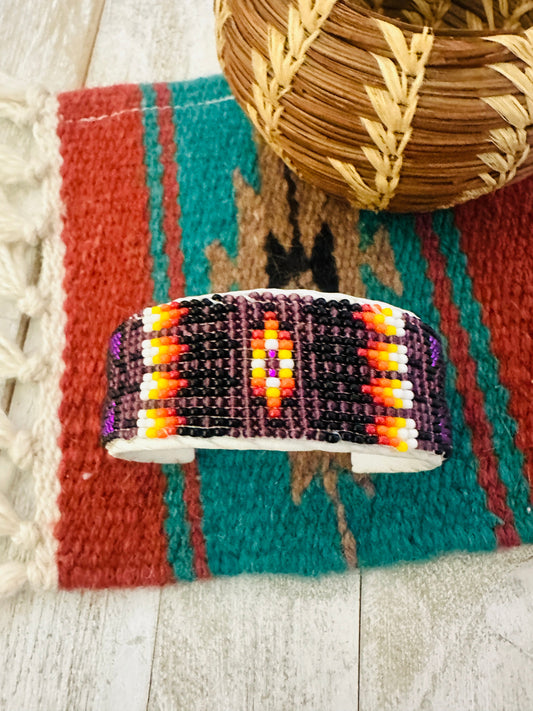 Handcrafted Made Beaded Leather Bracelet