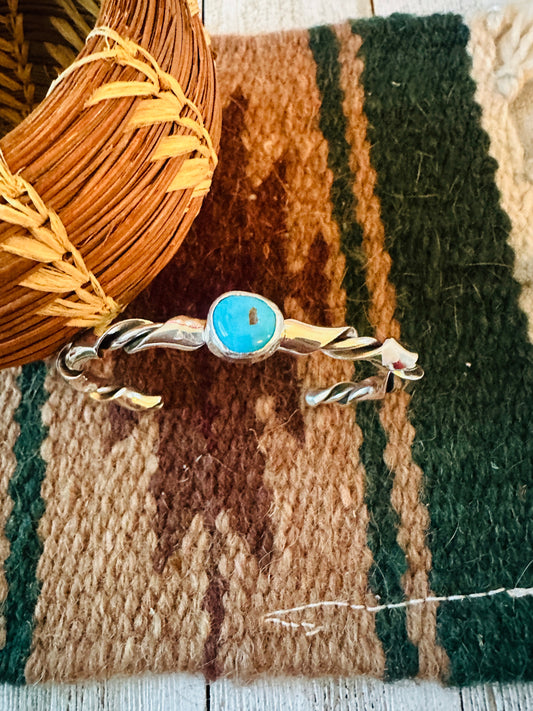 Handcrafted Turquoise & Twisted Sterling Silver Cuff Bracelet