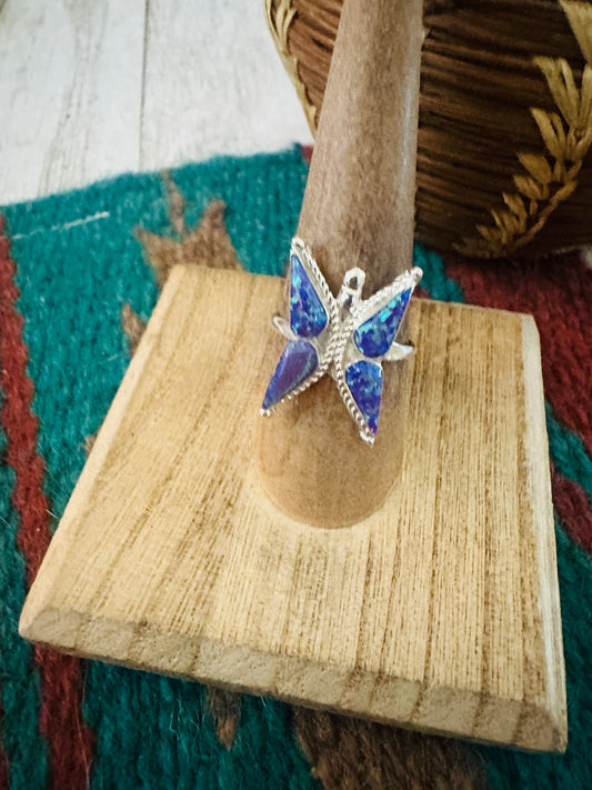 Handcrafted Sterling Silver & Purple Opal Butterfly Ring