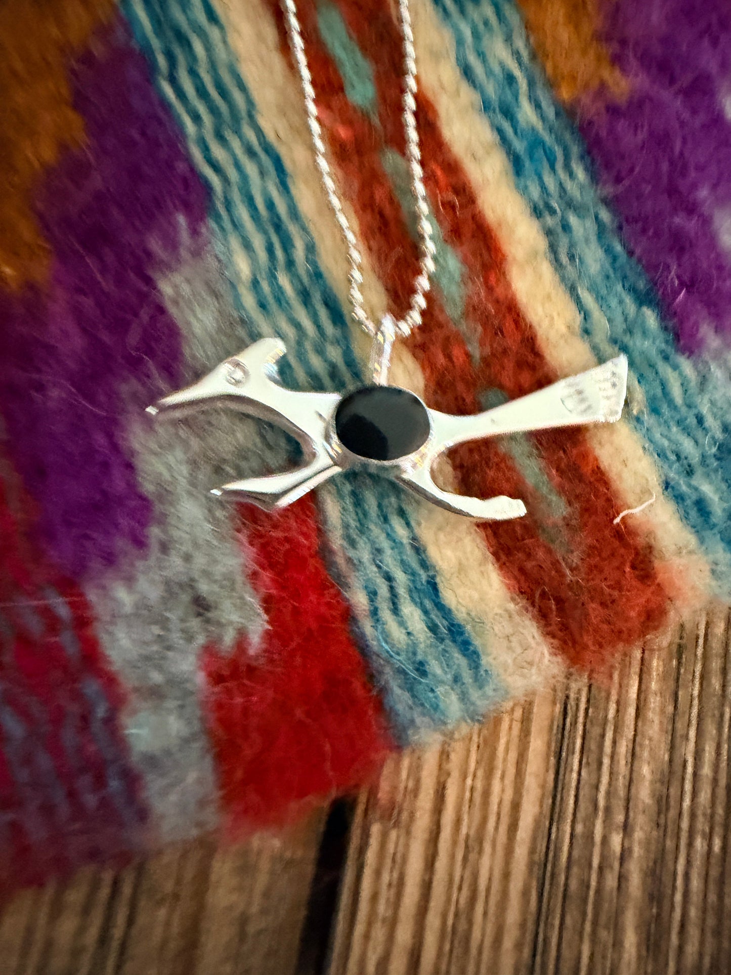 Handcrafted Sterling Silver & Onyx Road Runner Pendant by Joseph Martinez