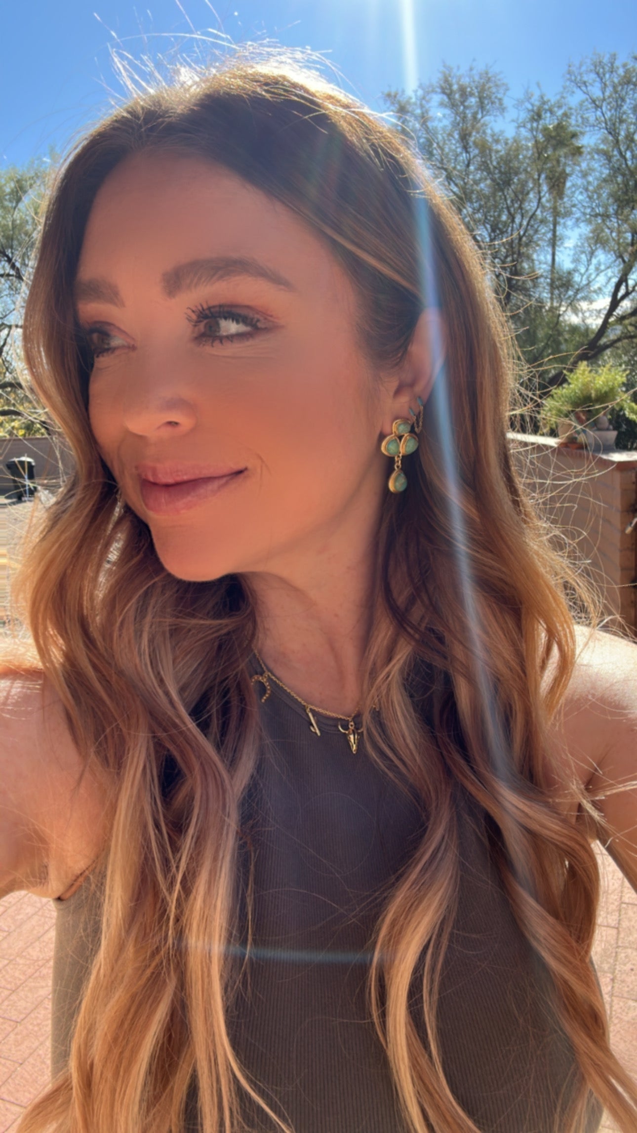 “The Golden Collection”  RODEO QUEEN Handmade Gold Plated & Natural Turquoise Earrings