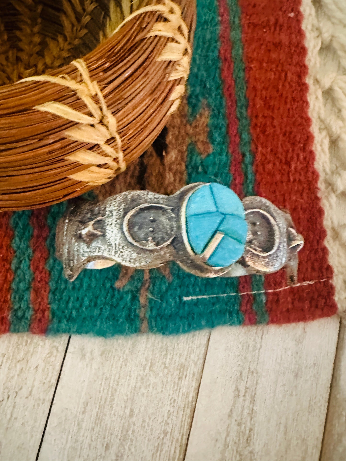 Handcrafted Turquoise & Sterling Silver Inlay Cuff Bracelet