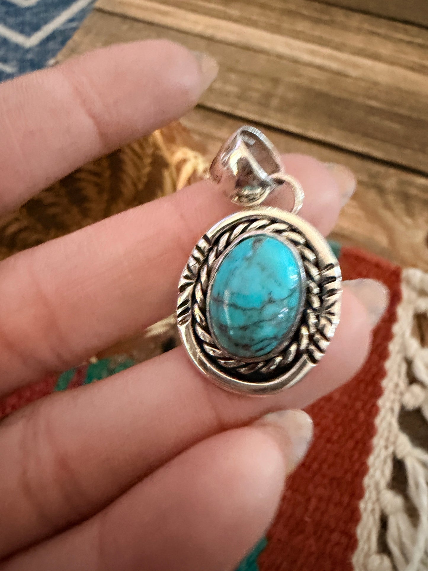 Handcrafted Sterling Silver and Turquoise Pendant