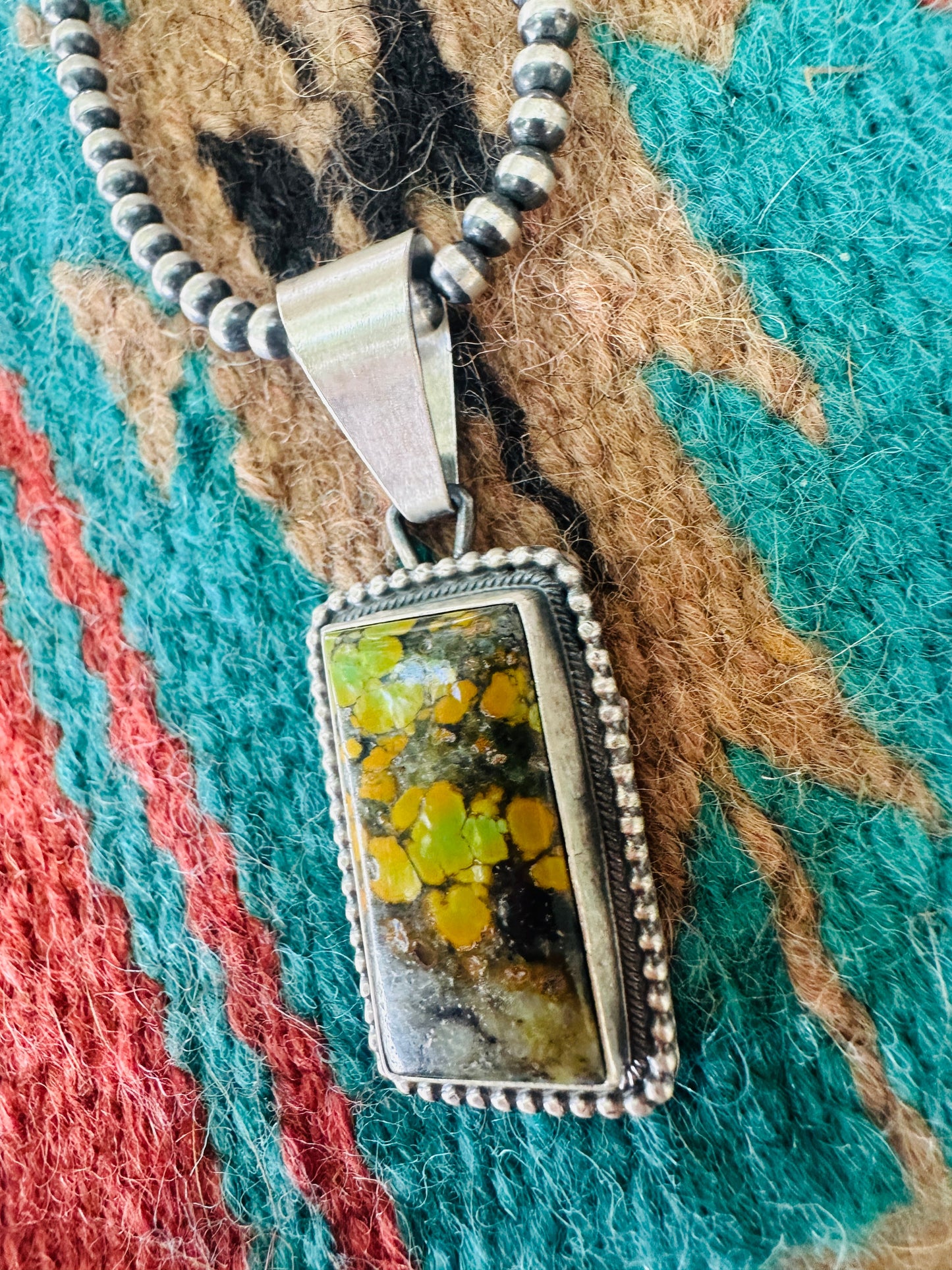 Handcrafted Sterling Silver & Tibetan Turquoise  Pendant