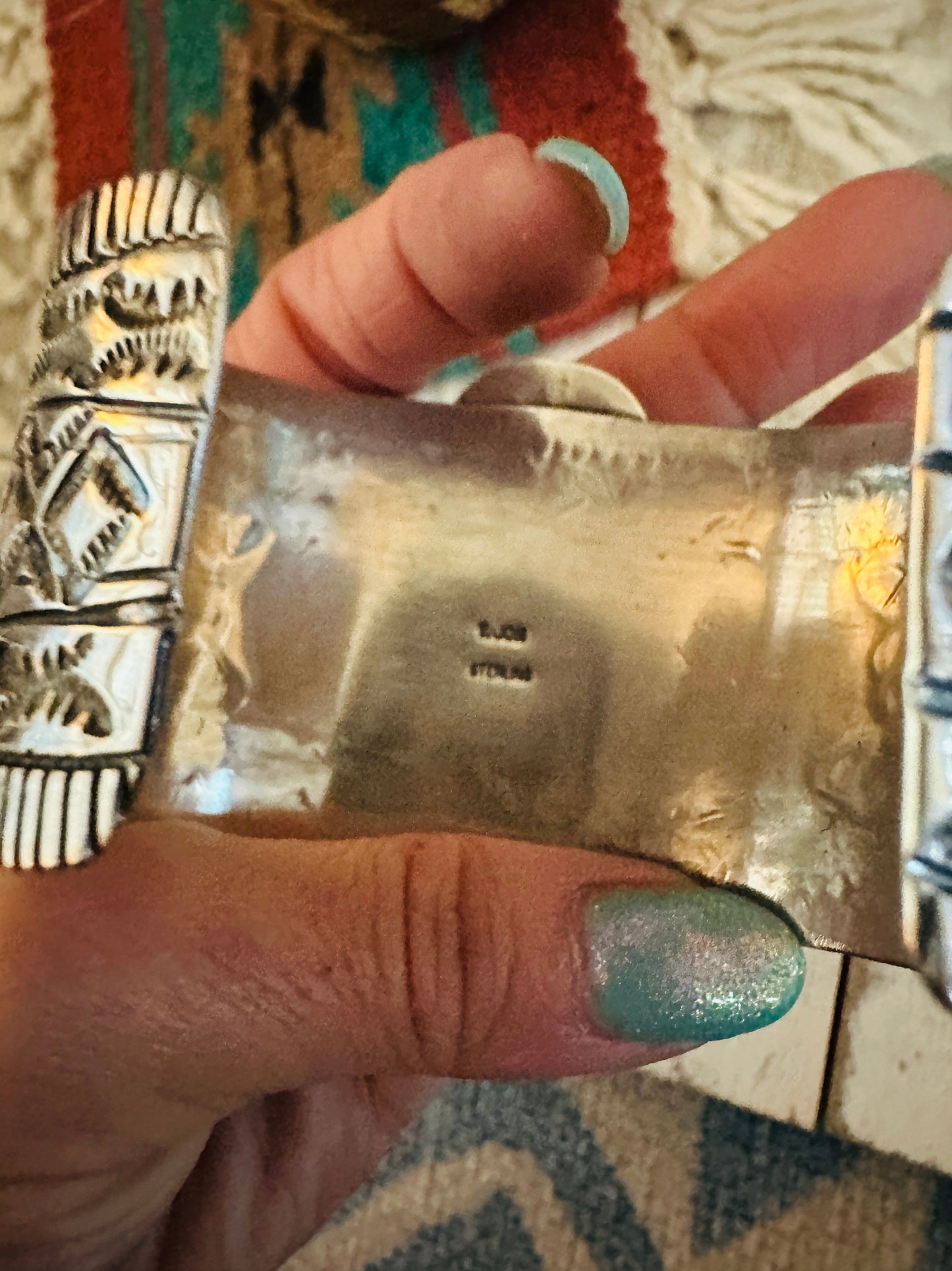 Handcrafted White Buffalo & Sterling Silver Cluster Cuff Bracelet