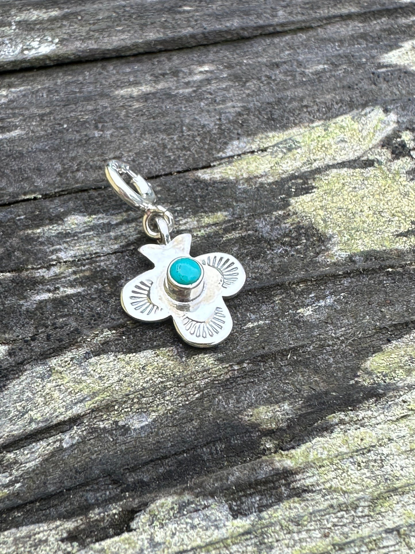 Handmade Sterling Silver and Turquoise Mini Cross Charm
