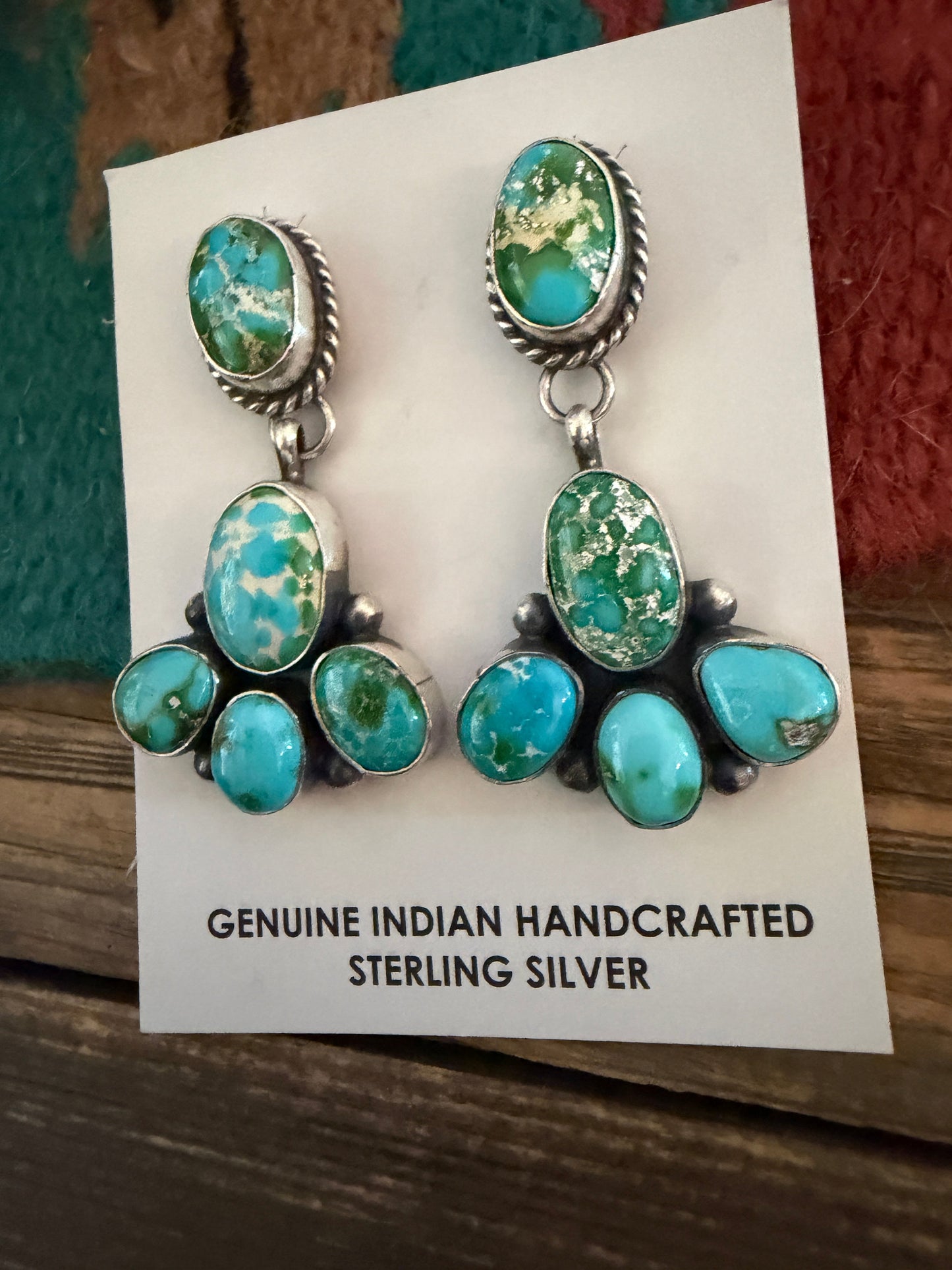 Handcrafted Sonoran Mountain Turquoise & Sterling Silver Dangle Earrings by Debra Smith