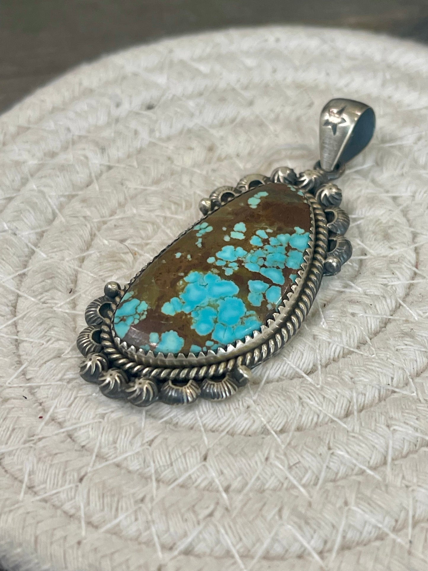 Beautiful Handmade Number 8 Turquoise & Sterling Silver Pendant