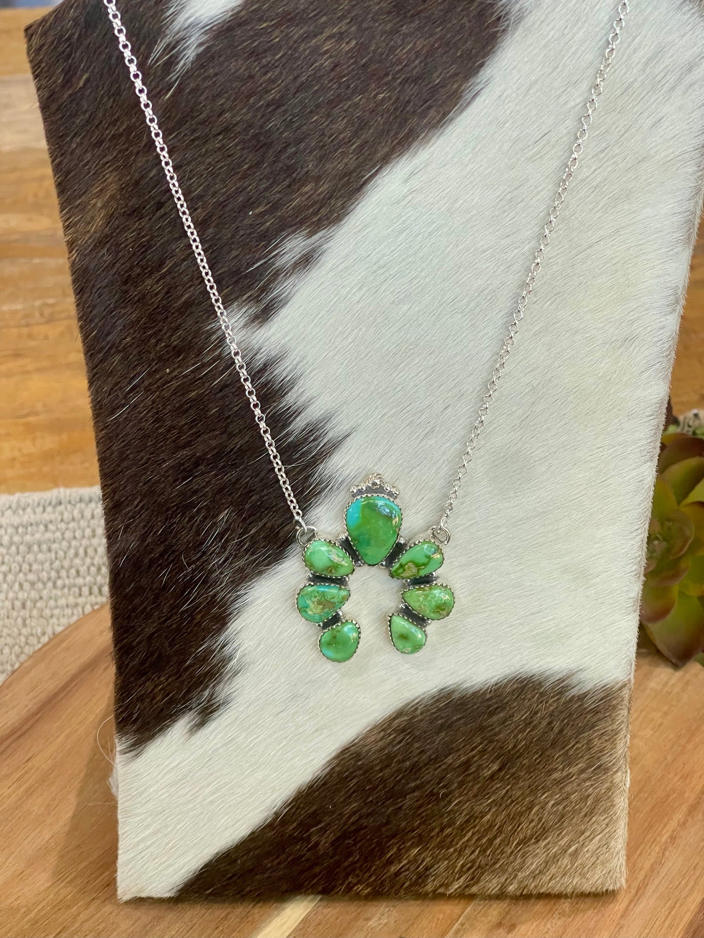Handmade Sterling Silver & Sonoran Mountain Turquoise Naja Cluster Necklace