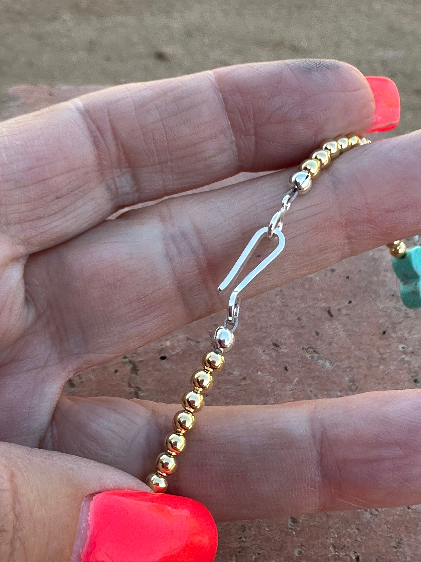 Cle’vara Turquoise, Gold & Sterling Silver Beaded Necklace