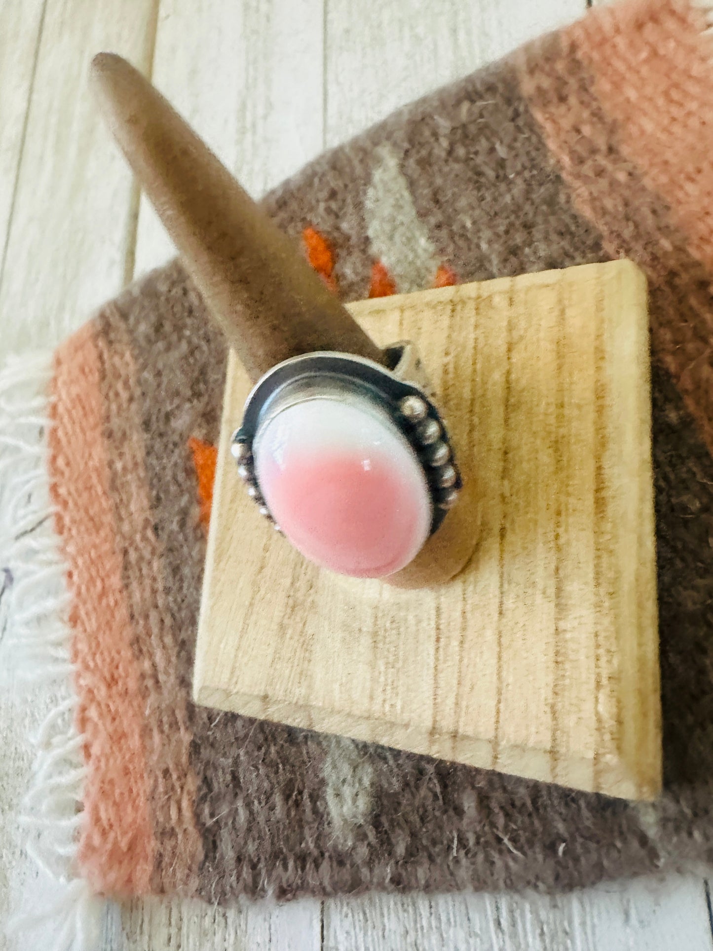 Handcrafted Sterling Silver & Queen Pink Conch Cluster Ring