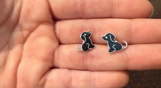Black Dog Sterling Silver Stud Earrings