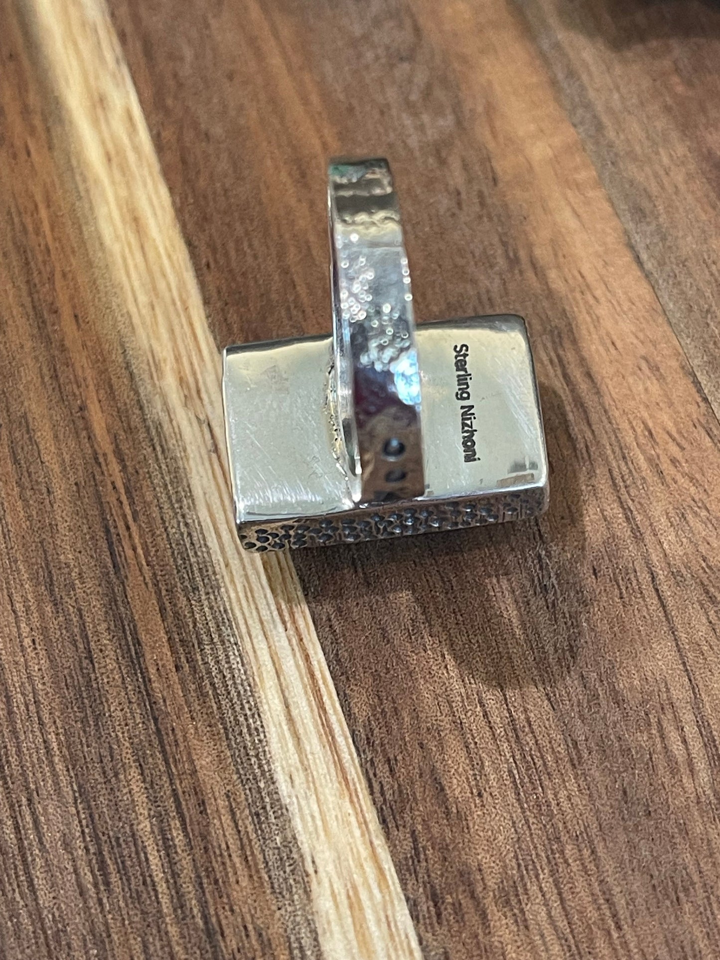 Handmade Sterling Silver & Multi Stone Inlay Ring Size 8.5