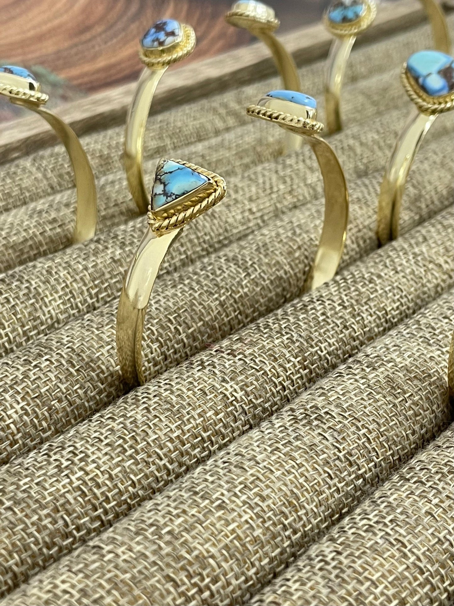 “The Golden Collection” Handmade Natural Gold Plated Golden Hills Turquoise Cuff Bracelet